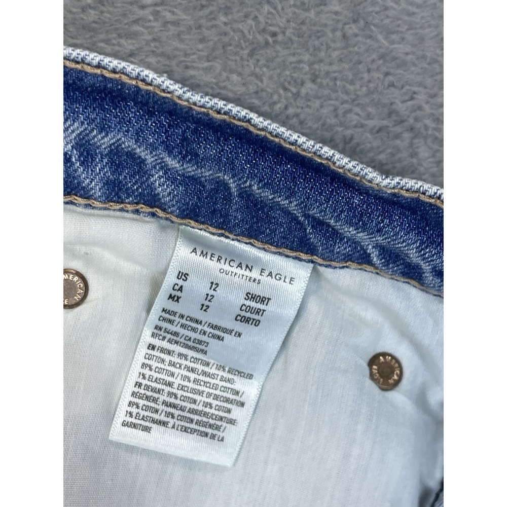 American Eagle Jeans Womens 12 Short Blue Light Wash High Rise Baggy Straight - Picture 9 of 10